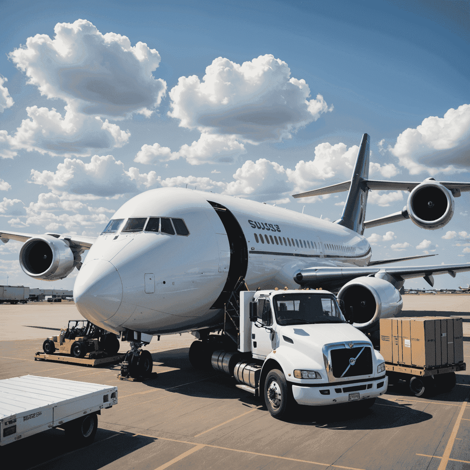 A cargo plane being loaded with time-sensitive freight, showcasing the speed and efficiency of air freight services