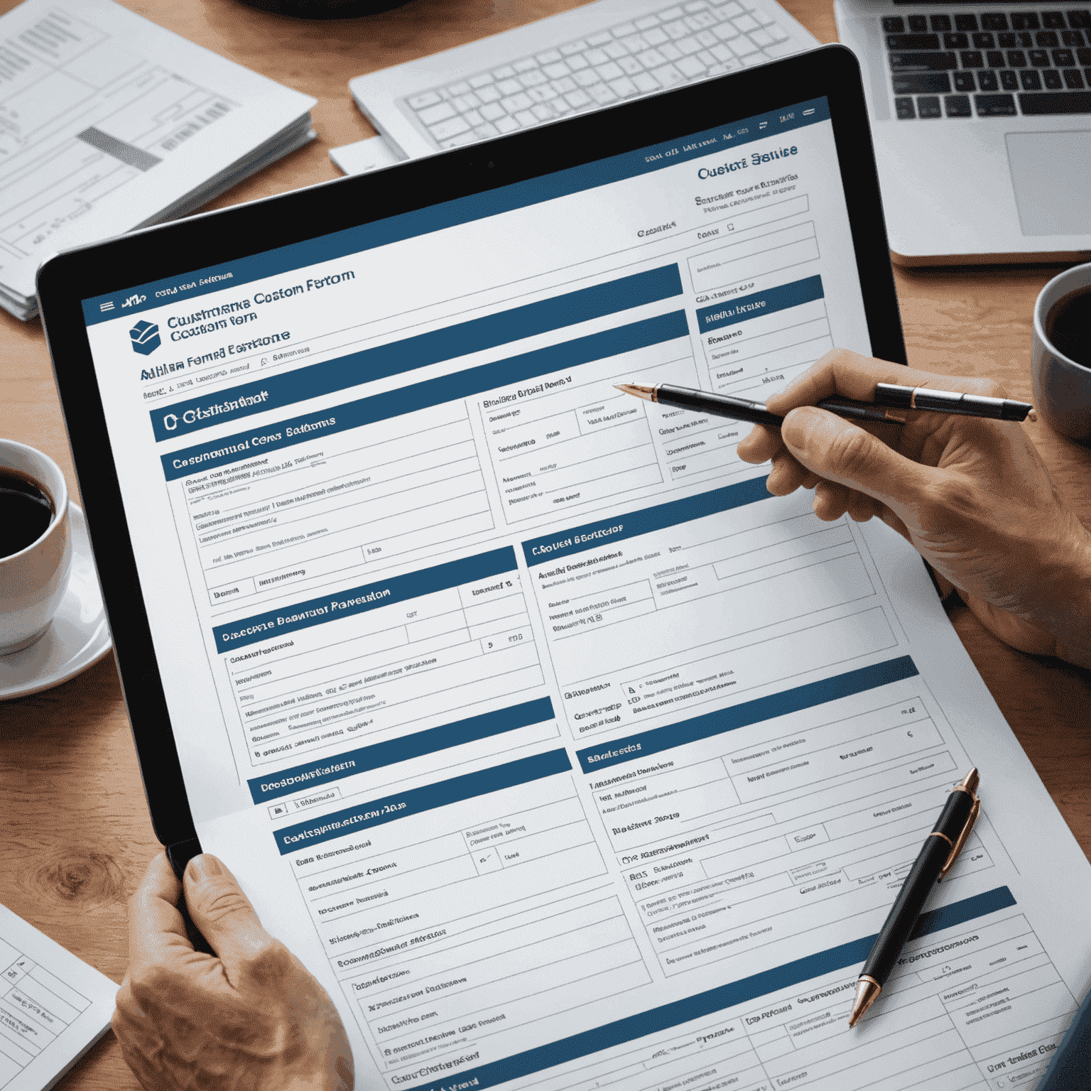 A digital interface showing customs declaration forms and international trade data, representing Alliant's advanced customs brokerage technology